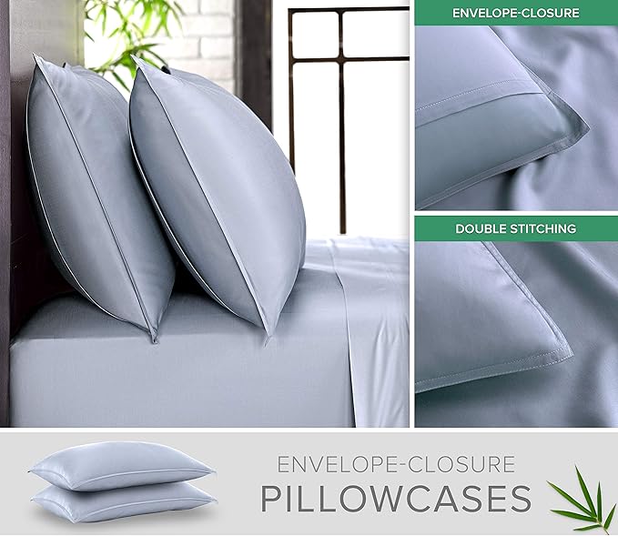Queen Pillowcases by Pure Bamboo, Genuine 100% Organic Viscose Derived from - Image 2