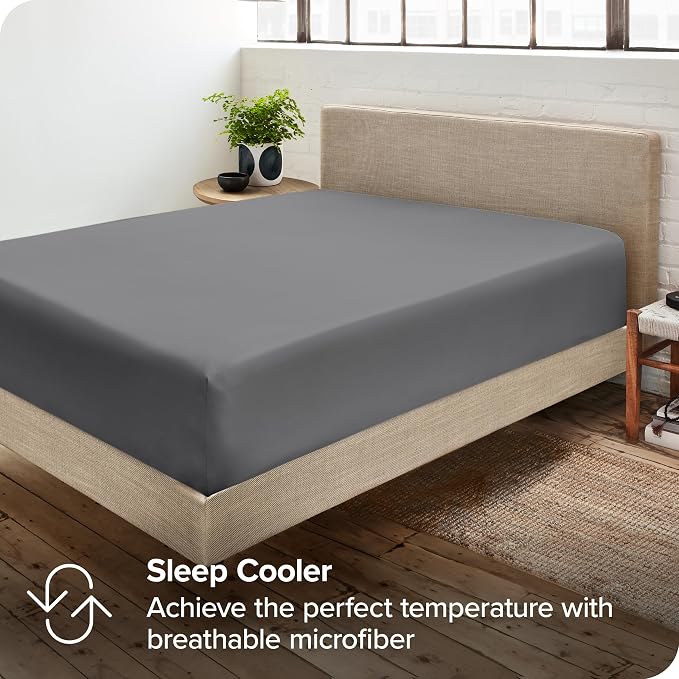 Bare Home 2-Pack Fitted Bottom Sheets King - Image 6