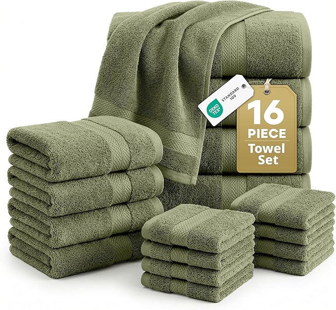 LANE LINEN Luxury Cotton Bath Towel Pack of 16 by LaneLinen