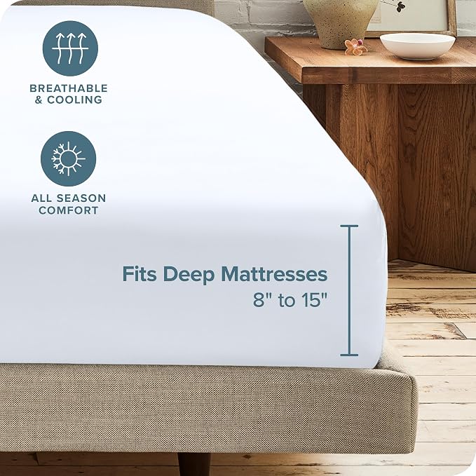 Bare Home 2-Pack Fitted Bottom Sheets Split Head Flex King - Image 4