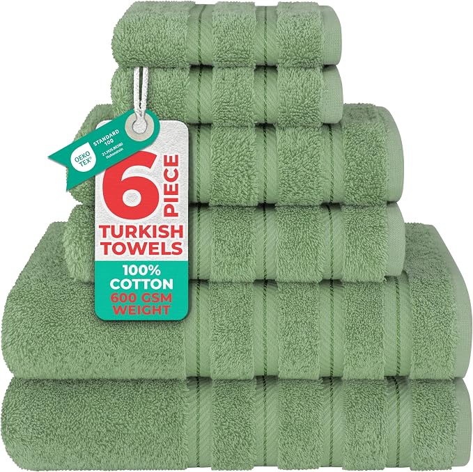 American Soft Linen Luxury 6 Piece Towel Set, 2 Bath Towels 2 Hand Towel 2 by AmericanSoftLinen