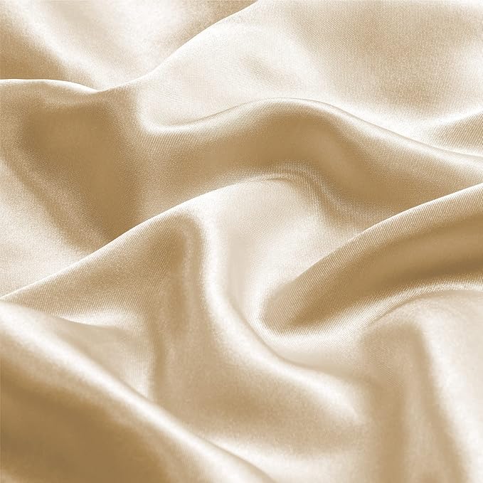 BEDELITE Satin Pillowcase with Zipper, Champagne King Size Pillow Cases Set of 2 - Image 3