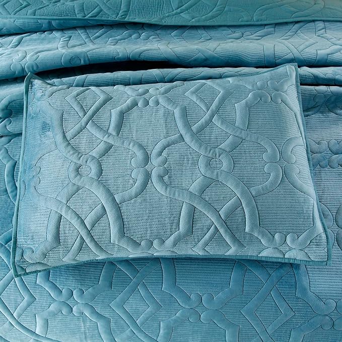 ROOMLIFE Quilt Set Full Size 3D Floral Embroidery Pattern 3-Piece Cotton - Image 4