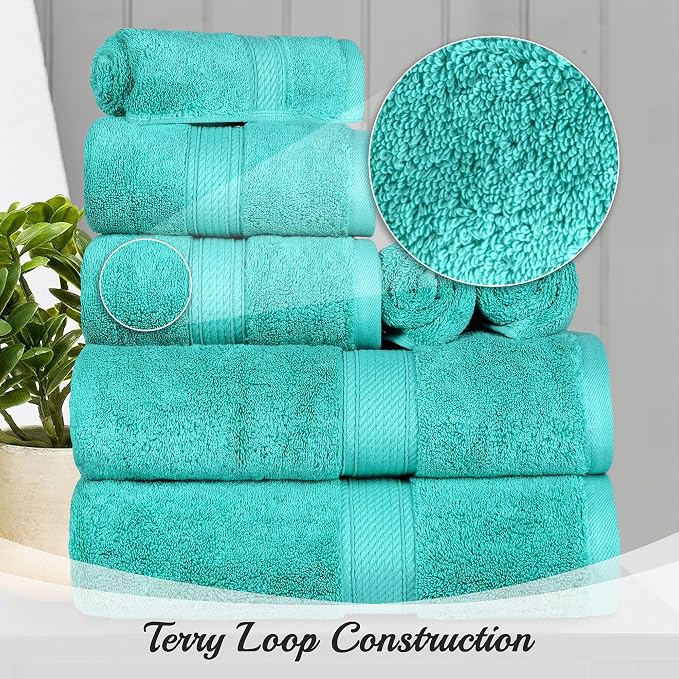 SUPERIOR Egyptian Cotton Pile 8 Piece Towel Set, Includes 2 Bath, 2 Hand - Image 5