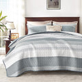Andency Grey Striped Quilt Twin, 2 Pieces Patchwork Bedspread Coverlet Set by Andency