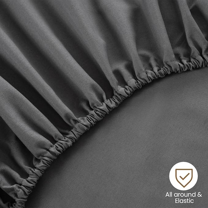 ROSE&RISY Dark Grey Twin Fitted Sheet, Soft and Breathable - Image 6