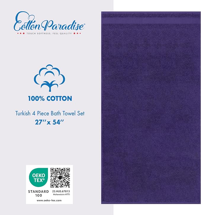 Cotton Paradise 4 Piece Turkish Bath Towels - Image 4
