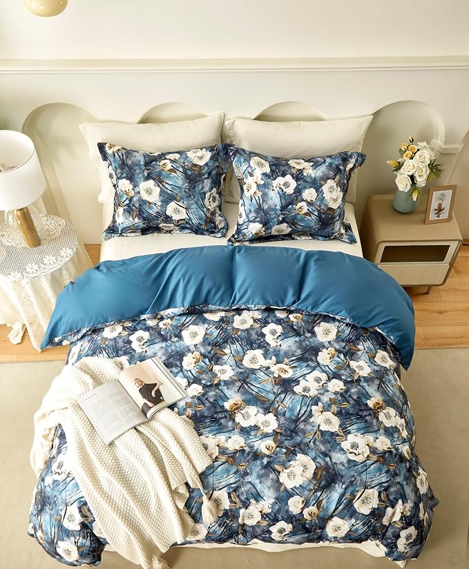 Cupocupa Duvet Cover Queen Size Set Boho Floral Pattern Queen Duvet Cover Set - Image 6