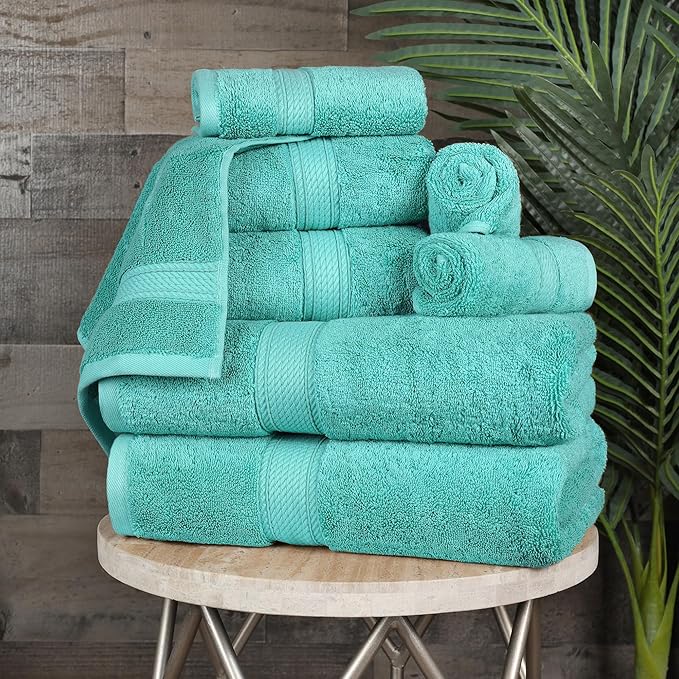 SUPERIOR Egyptian Cotton Pile 8 Piece Towel Set, Includes 2 Bath, 2 Hand by SUPERIOR