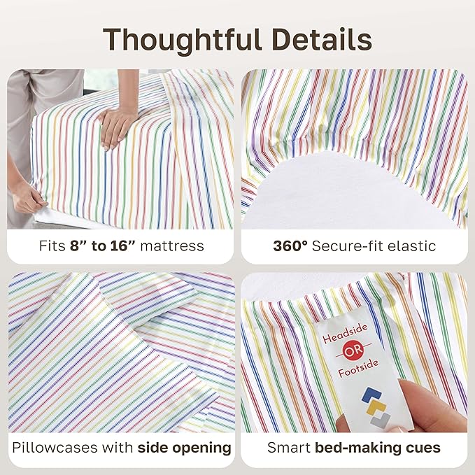 California Design Den Soft King Size 100% Cotton Sheet Sets, 400 TC Good - Image 5