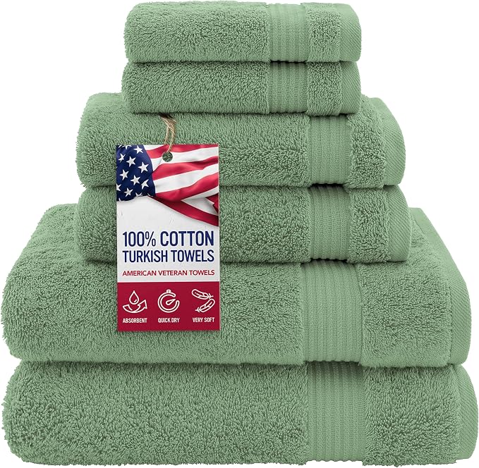 American Veteran Towel, 100% Cotton Turkish 6 Piece Towel Set, Luxury Towels by AmericanVeteranTowel