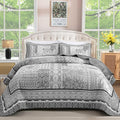 WONGS BEDDING Grey Quilt Set Queen Size, Bohemian Patchwork Bedspread Coverlet by WONGSBEDDING