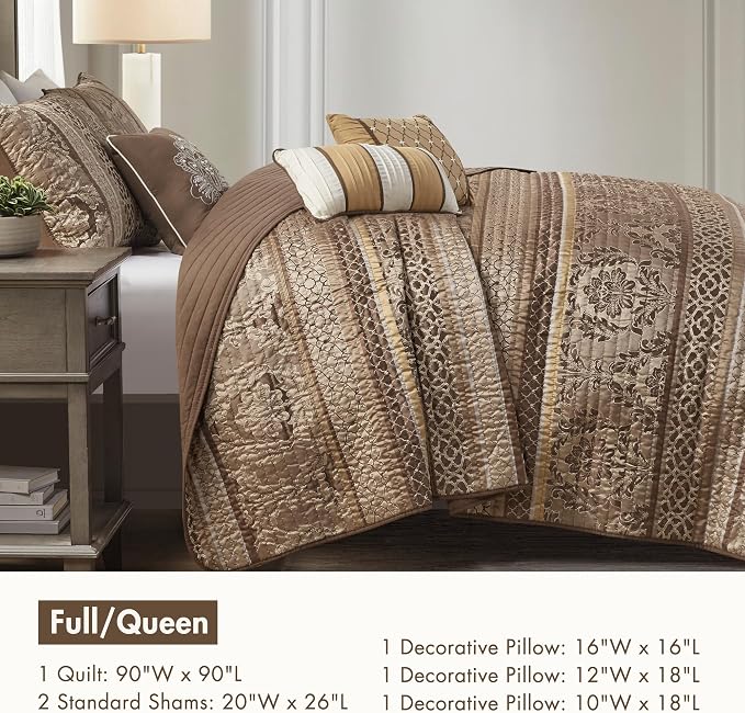 Madison Park Quilt Traditional Damask Design All Season, Lightweight Coverlet - Image 6