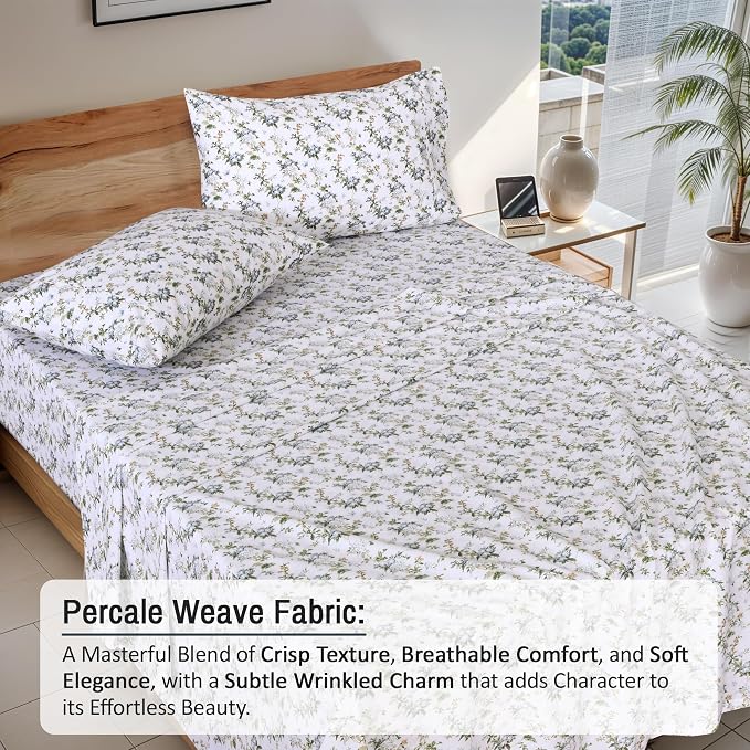 RUVANTI 100% Cotton Sheets – Full Size Percale Bedding, Cooling & Breathable - Image 3