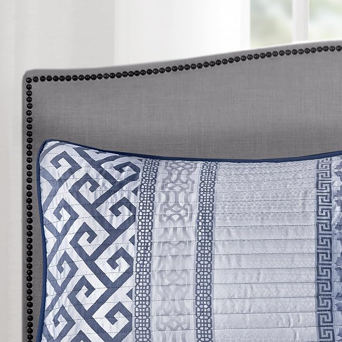 Madison Park Quilt Set Luxurious Jacquard Stripes Design - Image 3