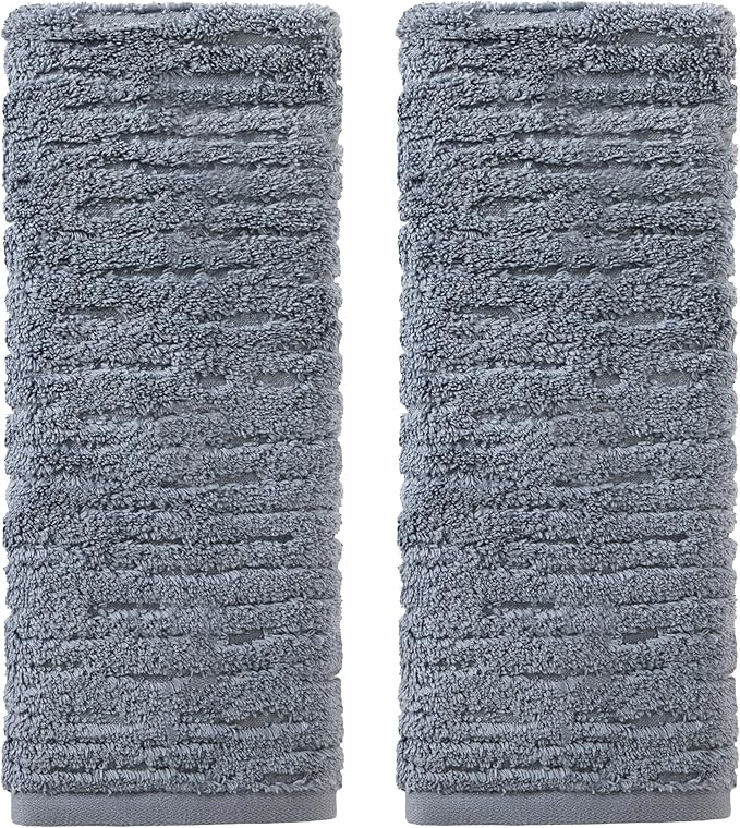 SKL Home CloudSoft Cotton Luxury 2-Piece Hand Towel Set, Smoke Blue by SKLHomebySaturdayKnightLtd