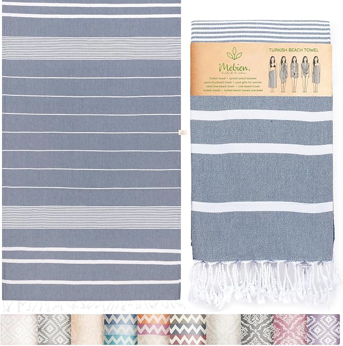 Premium Turkish Beach Towel – 100% Cotton, Sand Free, Quick Dry Beach Towel by MEBIENTOUCHEDELANATURE