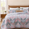 BLOOMHAVEN Quilt Set Queen Size, Patchwork Pink Floral Quilt Sets, Reversible by BLOOMHAVEN