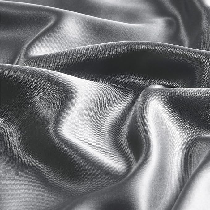 BEDELITE Satin Pillowcase with Zipper 4 Pack, Dark Grey Pillow Cases Queen Size - Image 3