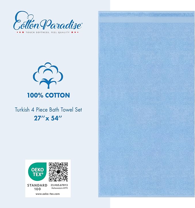Cotton Paradise 4 Piece Turkish Bath Towels - Image 4