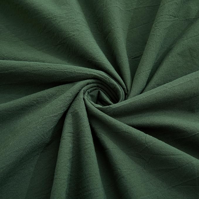 LOVQUE Forest Green Duvet Cover Full Size, 100% Washed Cotton Linen Like - Image 6
