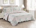 Brilliant Sunshine Rose and Sage Quilt Set, 3-Piece Bedding Sets by BrilliantSunshine