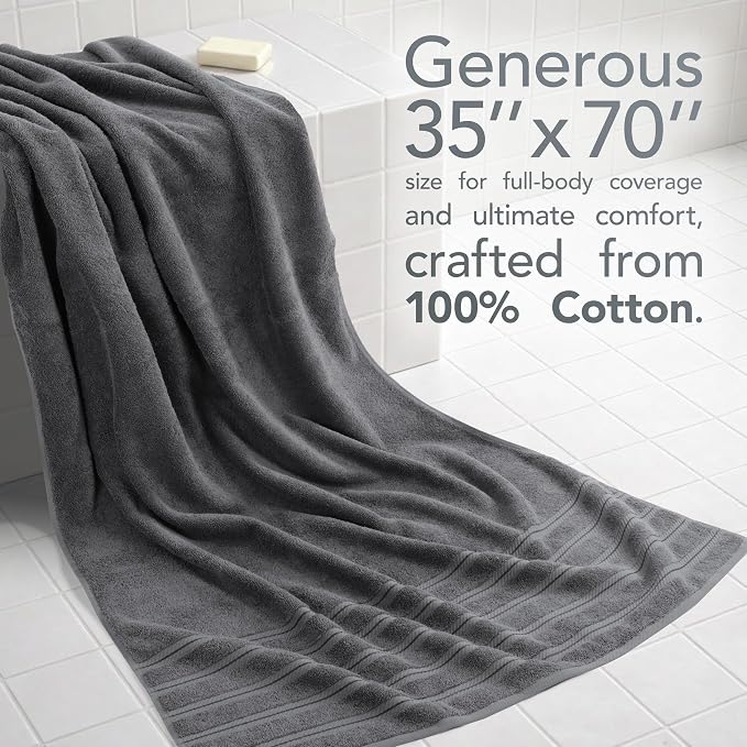 American Soft Linen 35x70 Jumbo Large Bath Towel, 600 GSM 100% Cotton Turkish - Image 2