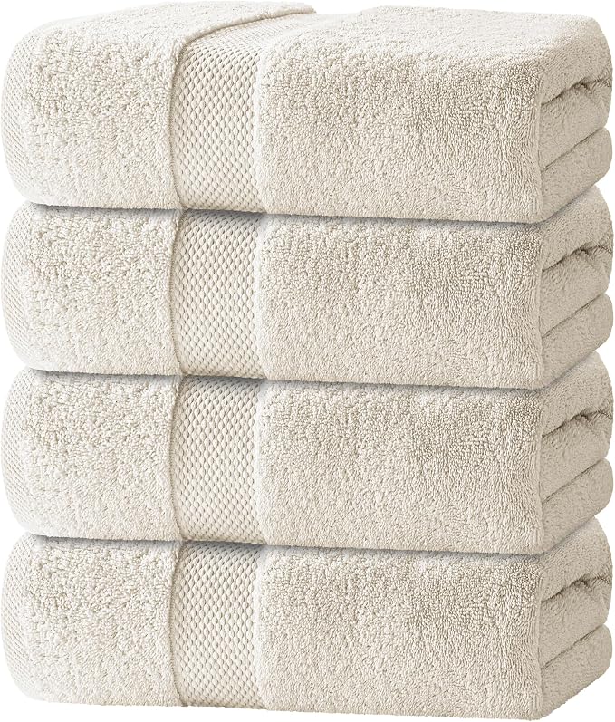 White Classic Luxury Bath Towels Set of 4 Large by WhiteClassic