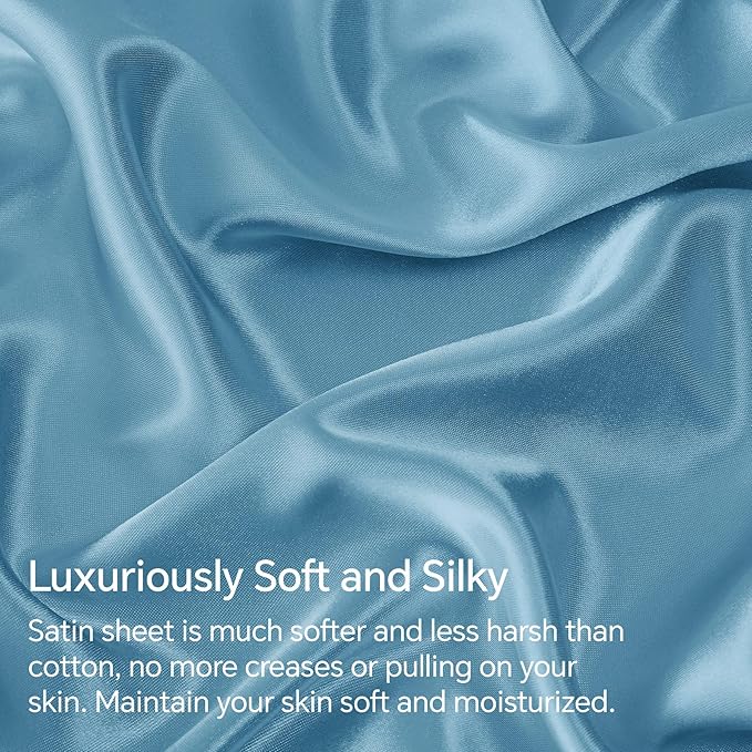 BEDELITE Satin Fitted Sheet and Pillowcases Set, Luxury Soft Similar to Silk - Image 3