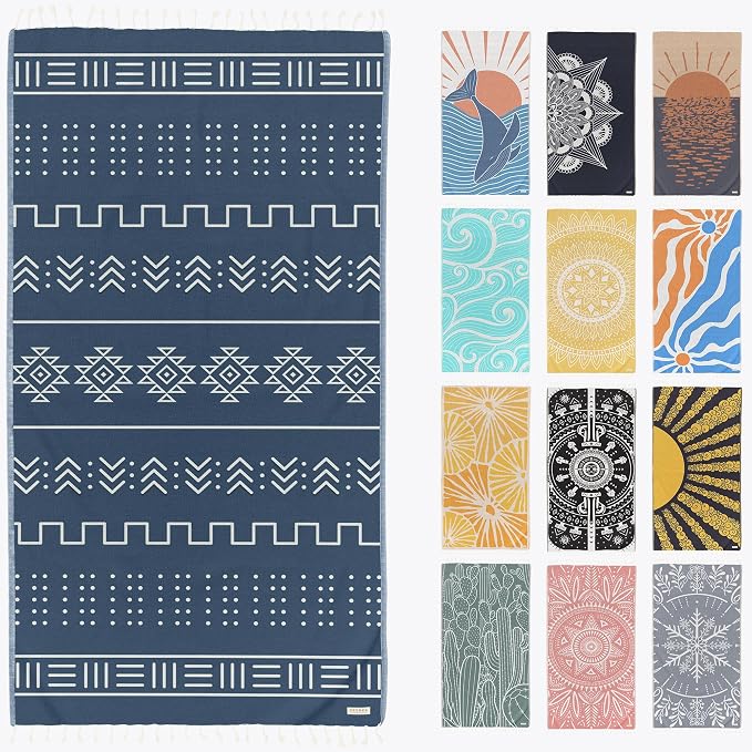 FESHKA Sand Proof Turkish Beach Towel – Oversized, Quick Dry & Lightweight by FESHKA