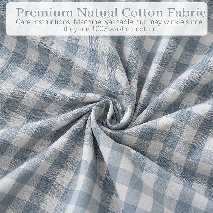 2 Pack Blue White Plaid Ruffle Throw Pillow Covers Farmhouse Checkered Chic - Image 6