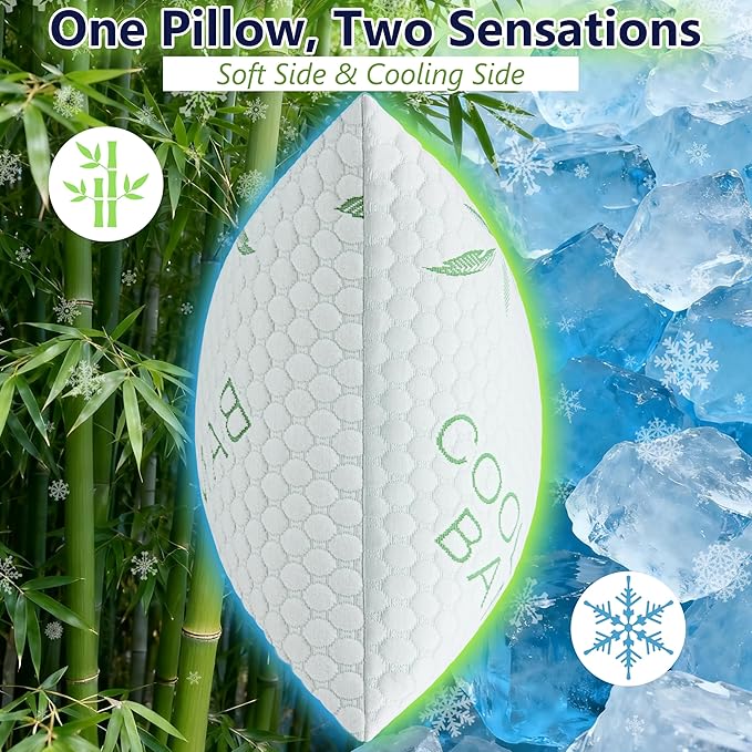 Shredded Memory Foam Pillows, Cooling Pillows Queen Size Set of 2 Adjustable - Image 5