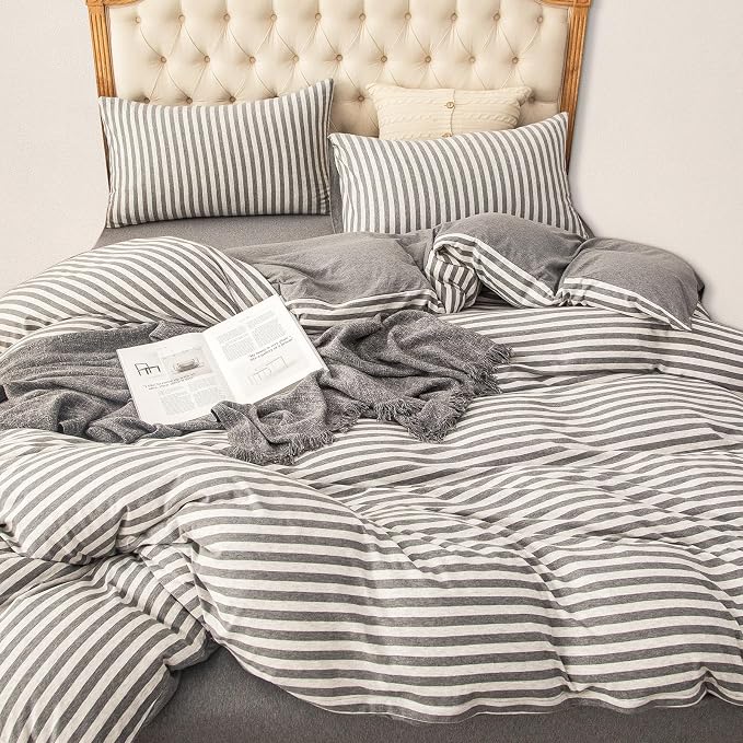 PURE ERA Jersey Knit Duvet Cover Set 100% T-Shirt Heather Cotton Super Soft by PUREERA