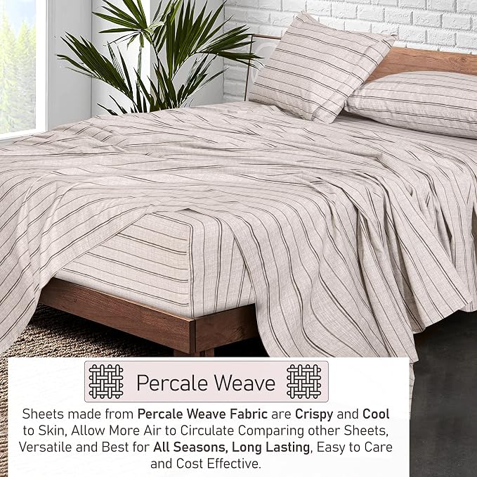 RUVANTI 100% Cotton Sheets – King Size Percale Bedding, Cooling & Breathable - Image 3