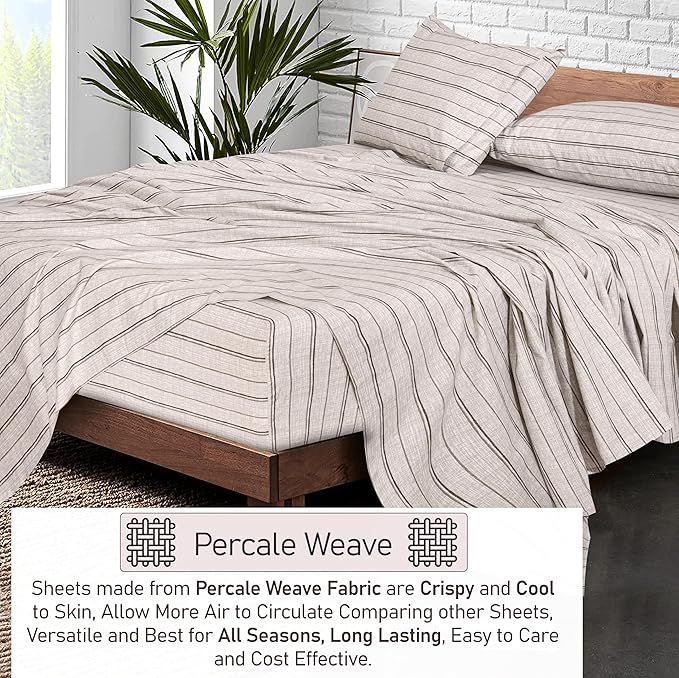 RUVANTI 100% Cotton Sheets – Full Size Percale Bedding, Cooling & Breathable - Image 3