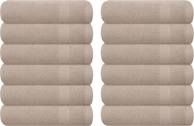 GLAMBURG Ultra Soft 12-Piece Washcloths Set 13x13-100% Ringspun Cotton by GLAMBURG
