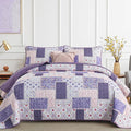 Xruibed Patchwork Quilt Set King Size 3 Pieces Plaid Floral Bedspread Coverlet by Xruibed