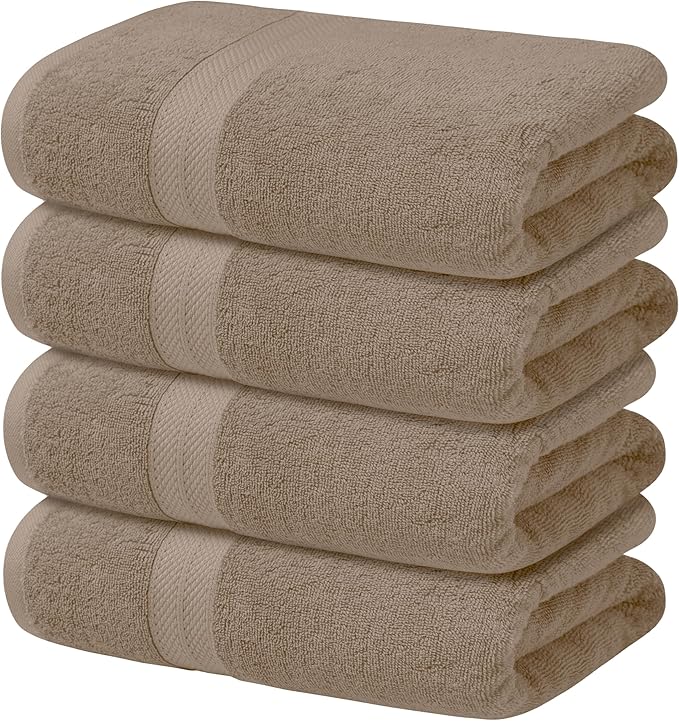 Avalon Towels Beige Bath Towels Set of 4 pcs, 100% Cotton Towel Absorbent and by AvalonTowels