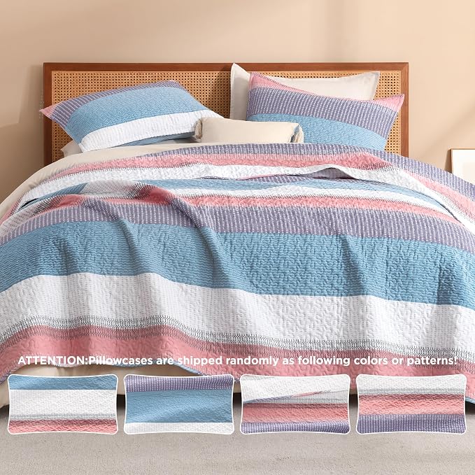 Litanika Twin Quilt Set Purple, 68x86 Stripe Bedspread Coverlet 2 Pieces - Image 5