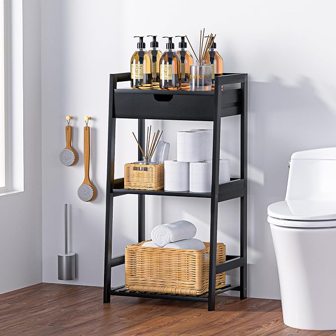 POXAKA 3 Tier Bamboo Bathroom Shelves - Image 2