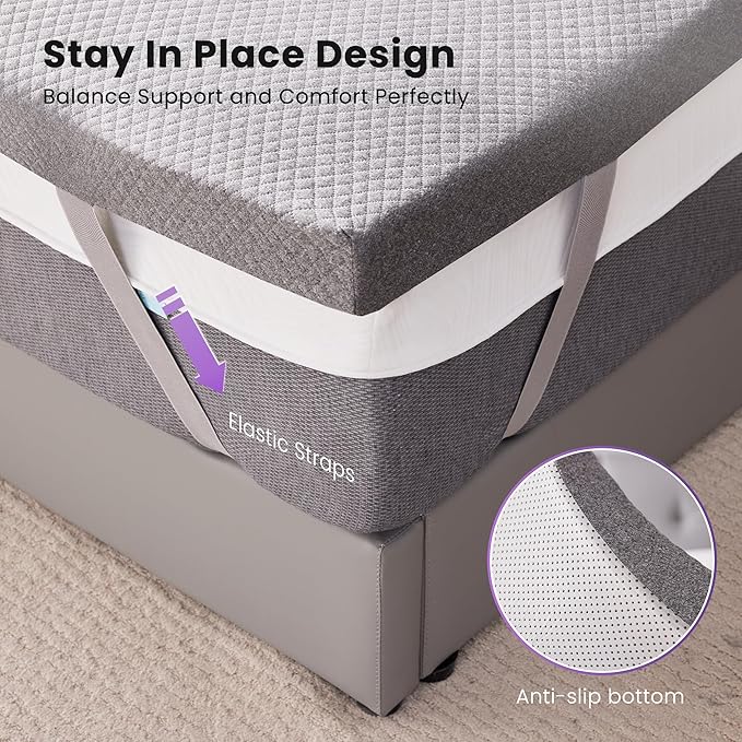 SINWEEK 3 Inch Gel Memory Foam Mattress Topper Twin Size, Pad - Image 6
