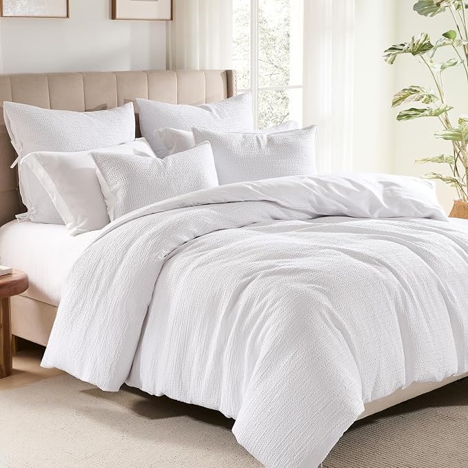 WDCOZY 100% Cotton Luxury Honeycomb Duvet Cover Set King Size - Image 2