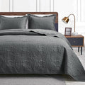 Love's cabin Oversized King Size Quilt Bedding Set Dark Grey Bedspreads by Lovescabin