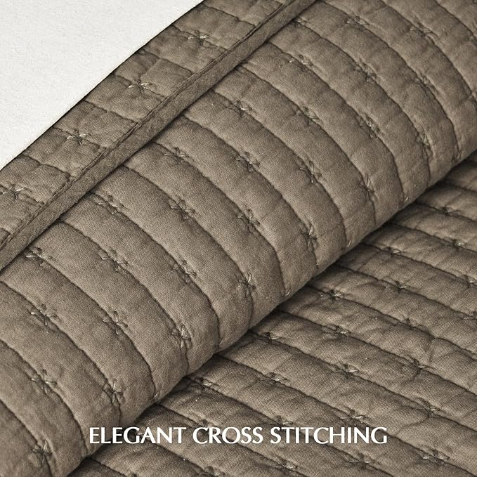 EVERGRACE Cross Stitch Pre-Washed Cotton Quilt Bedding Set Queen Size, - Image 3
