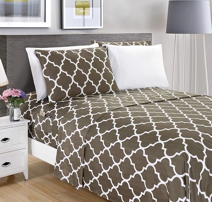 Elegant Comfort Luxury Soft Bed Sheets Quatrefoil Pattern - Image 2