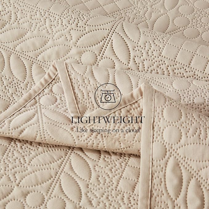 FLYMME Twin Quilt Bedding Set, Vintage Olive Leaf Design Bedspread Bed Coverlet - Image 7