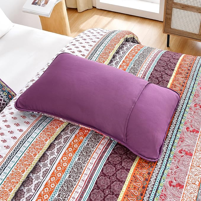 WONGS BEDDING Boho Quilt Set King Size, Lightweight Soft Microfiber Bedding Set - Image 9