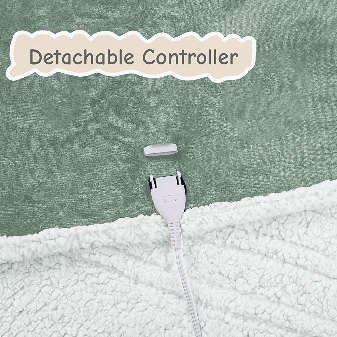 Electric Heated Blanket Queen Size 84"x90", Soft Flannel - Image 6