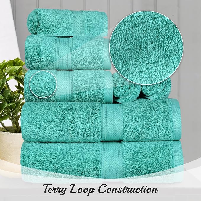 SUPERIOR Egyptian Cotton Pile Hand Towel Set of 4, Ultra Soft Luxury Towels - Image 3