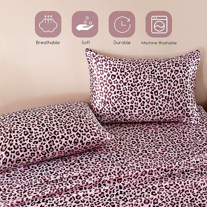 MR&HM Satin Bed Sheets with Elastic Corner Straps, King Size Sheets Set - Image 6